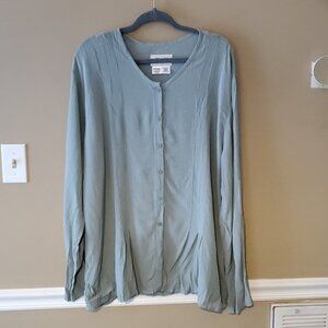 Flax Women's Floral Rayon-Blend Button-Up Size L NWT'S